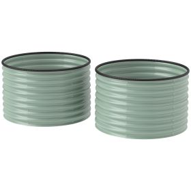 Set of 2 Raised Garden Bed, Metal Planter Box with Safety Edging, Easy-to-assemble Stock Tank, Light Green