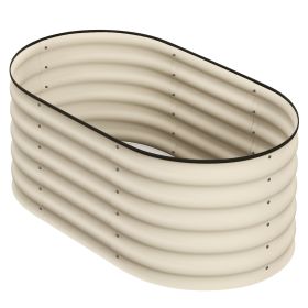 3.4' x 2' x 1.4' Galvanized Raised Garden Bed Kit, Metal Planter Box with Safety Edging, Cream