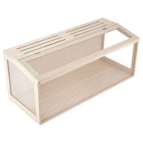Wooden Hamster Cage 48"x20.1"x20.1" 270° Viewing Hamster Habitat, Chewproof Acrylic Small Animal Cage With Openable Top, Large Pet Enclosure For