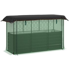 Galvanized Steel Planter Box with Crop Cage and Shade Cloth, Raised Garden Bed for Flowers, Veggies and Herbs, Dark Gray