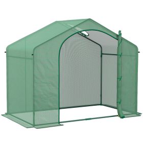 Outsunny 6' x 3' x 5' Walk-in Greenhouse, Portable Hot House, PE Cover, Steel Frame, Zipper Door, Top Vent for Flowers, Vegetables, Green