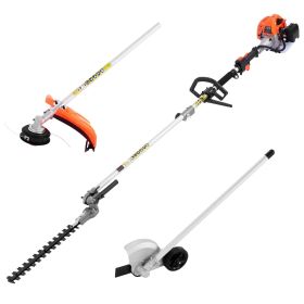 Gas Hedge Trimmer, 2 Cycle Gas Power Handheld Hedge Trimmer, 4-in-1 26cc Weed Eater with Protective Gear Set, Includes Hedge and String Trimmer,