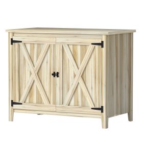 Wooden Outdoor Storage Cabinet, Garden Shed Potting Shed with Shelf and Double Doors, Natural Wood