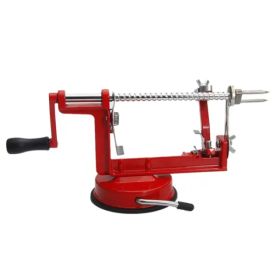 3-in-1 Stainless Steel Hand-cranking Apple Peeler Slicer Peeler Red (Option: As picture)