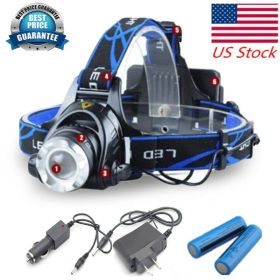 990000LM LED Headlamp Rechargeable Headlight Zoomable Head Torch Lamp Flashlight (Option: A)