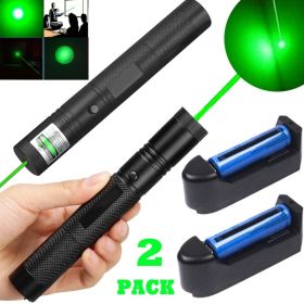 2PCS 9900Miles Rechargeable Green Laser Pointer Pen Astronomy Visible Beam Lazer (Option: A)