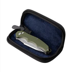 Folding Knife OD Green G10 Handle Pocket Knife, 14C28N Steel Thumb-Stud Outdoor Tools, Folding Knife Sheath (OD Green Handle) (Option: Default)