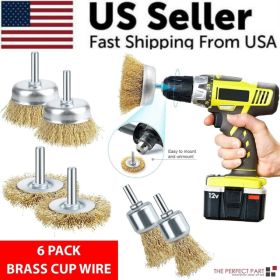 2-Pack 3 Pcs Wire Brush Wheel Set Cup Drill Bit Rust Paint Attachment 1/4" USA (Option: Default Title)