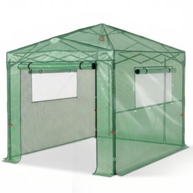 8x6ft Plastic Sprayed Iron Pipe PE Mesh Foldable Greenhouse Shed Green (Option: 09796291)