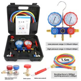 R134/R22/R404A/R407C Dual Manifold Gauge Set – AC Refrigerant Diagnostic Recharge Kit with Hoses, Adjustable Adapters, Can Tap, Valve Core Tool, (Option: as show)