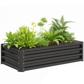 Galvanized Raised Garden Bed, 4' x 2' x 1' Metal Planter Box, for Growing Vegetables, Flowers, Herbs, Succulents, Gray (Option: Gray-720x350x50 mm)