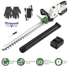 Professional Cordless Hedge Trimmer, ±90° Adjustable Handle & 0.6 Inch Cutting Capacity, 2600mAh Rechargeable Trimmer for Bushes Shrubs Trimming (Option: white)