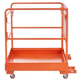 Forklift Safety Cage, 36.6 X 36.6 Inch, Forklift Man Basket With 4 Wheels, 1200 Lbs Capacity, Heavy Duty Work Platform, Collapsible Lift Basket S (Option: Default)