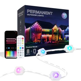 100ft Approx. 30m Outdoor RGB String Lights , Smart Outdoor Lighting With App Control, 16 Million Colors , 100 Scene Modes, IP67 Waterproof , Ide (Option: white)