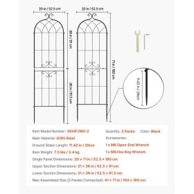 Garden Trellis, 71 X 20 Inch Rose Trellis, 2 Packs Garden Flower Rose Trellises With Powder-Coated Finish & Convenient Locking Design, Plant Supp (Option: Black)