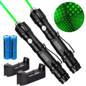 Green Laser Pointer USB Rechargeable Pen LED Flashlight Torch Visible Beam Lazer (Option: 2Pack)