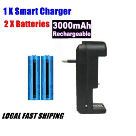 2 / 4 Stück 3000mAh 3.7V Akku Und Ladegerät Für Akkus Wie Taschenlampen Ersatz (Option: 2batteries1EUcharger)
