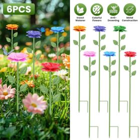 Pollinator Waterer for Bees Butterflies, Weatherproof Iron Garden Water Stakes with Anti-Drowning Basin, Decorative Flower Shaped Insect Water St (Option: AS PIC)