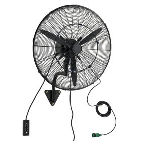 Wall Mount Fan, 24 In Wall Mounted Hanging Fan With Oscillating & Mist, IP44-rated, 3-Speed, Powerful Air Reach, Mechanical Control, Long Airflow (Option: Default)