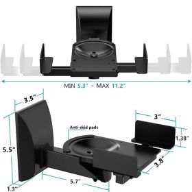 Speaker Wall Mount Adjustable Shelf Holder Swivel 180 Degree Bookshelf Brackets - 15 Inch Space for Speakers Pair Holds Upto 55lbs - WST 04-15 Pa (Option: as shown)