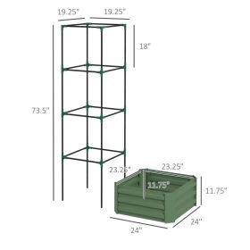 Raised Garden Bed With Tomato Cage For Climbing Vines, Green (Option: Green)