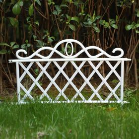 10-Pack Decorative Garden Fence, Black Mesh Metal Landscape Fence, Interlocking And Connectable Outdoor Patio Flower Bed Lawn Terrace Fence (Option: white)