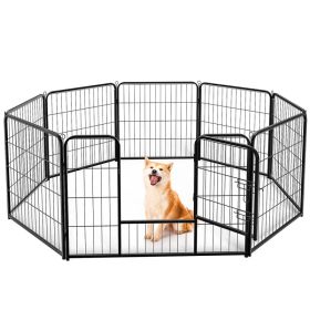 Dog Playpen Indoor Fence Height Metal Exercise Pen with Door Small Puppy/Medium/Large Dogs Animal Pet for Outdoor, Garden, Yard (Option: 32S/8P)